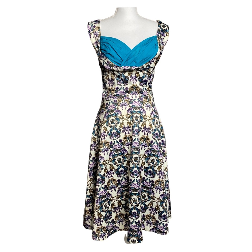 Lindy Bop 50’s Floral Pinup Swing Dress Size S